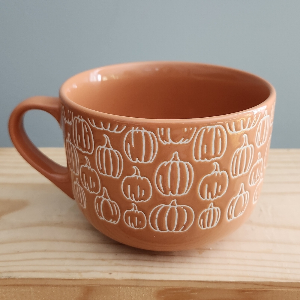 Fall Pumpkin Oversized Ceramic Terracotta Color Mug - Picture 3 of 15